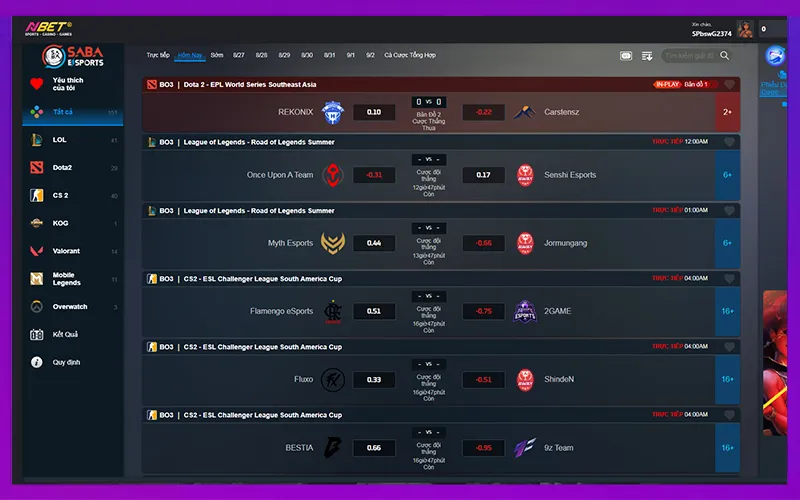 NBET mang lại trải nghiệm cá cược với tỷ lệ cược eSports linh hoạt